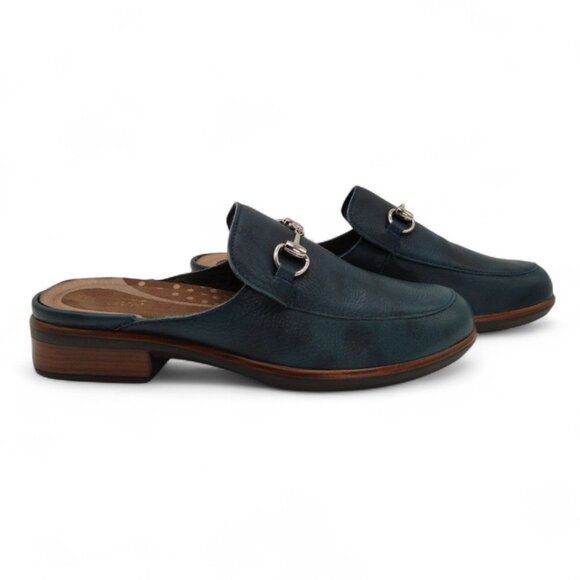 NAOT Halny Women's Size 8.5 Blue Soft Ink Smooth Leather Mule Loafer Slide - Picture 1 of 15